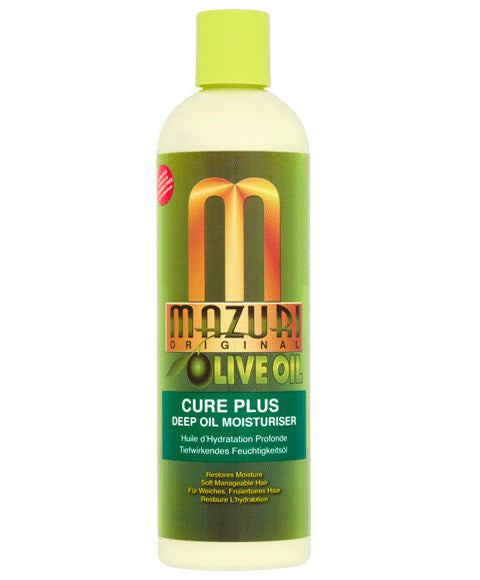 Mazuri Olive Oil Cure Plus Deep Oil Moisturiser: Intense Hydration & Hair Repair for Dry, Damaged, Coarse Hair 355ml/12 oz