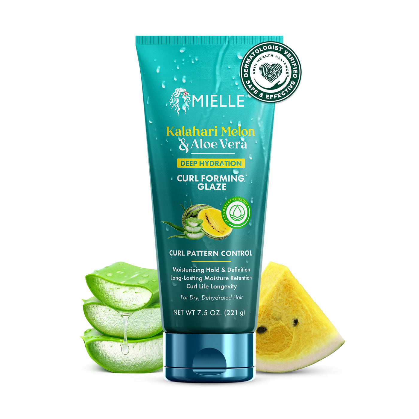 Mielle Kalahari Melon & Aloe Vera Deep Hydration Curl Forming Glaze Flexible Hold & Definition for Dry Curly Hair 221 g/7.5 oz