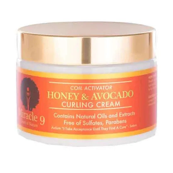 Miracle 9 Coil Activator Honey & Avocado Curling Cream Curl Definition for Curls, Waves & Coils 340 ml/11.5 oz