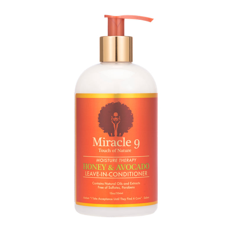 Miracle 9 Moisture Therapy Honey & Avocado Leave-In Conditioner Frizz-Free Hydration for Dry Hair 12 oz