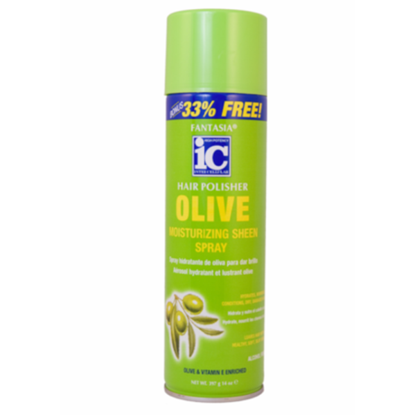 Fantasia IC Olive Moisturizing Sheen Spray Hair Polisher for Healthy, Luminous Hair 397g/14 oz