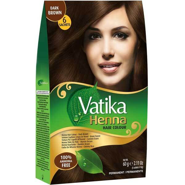 Vatika Henna Permanent Hair Color Dark Brown for Natural-Looking Shine & Grey Coverage