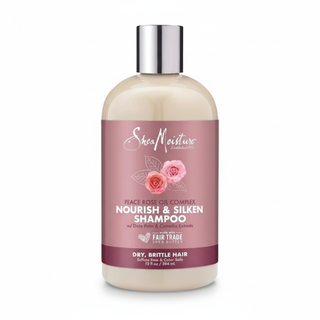 Shea Moisture Peace Rose Oil Complex Nourish & Silken Shampoo 13 oz / 384 ml - For Dry, Delicate Hair
