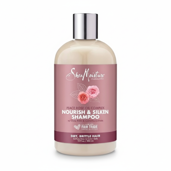 Shea Moisture Peace Rose Oil Complex Nourish & Silken Shampoo 13 oz / 384 ml - For Dry, Delicate Hair