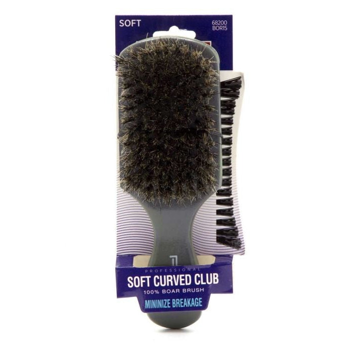Red by Kiss Professional Soft Curved Club 100% Boar Brush for Smooth, Shiny Hair