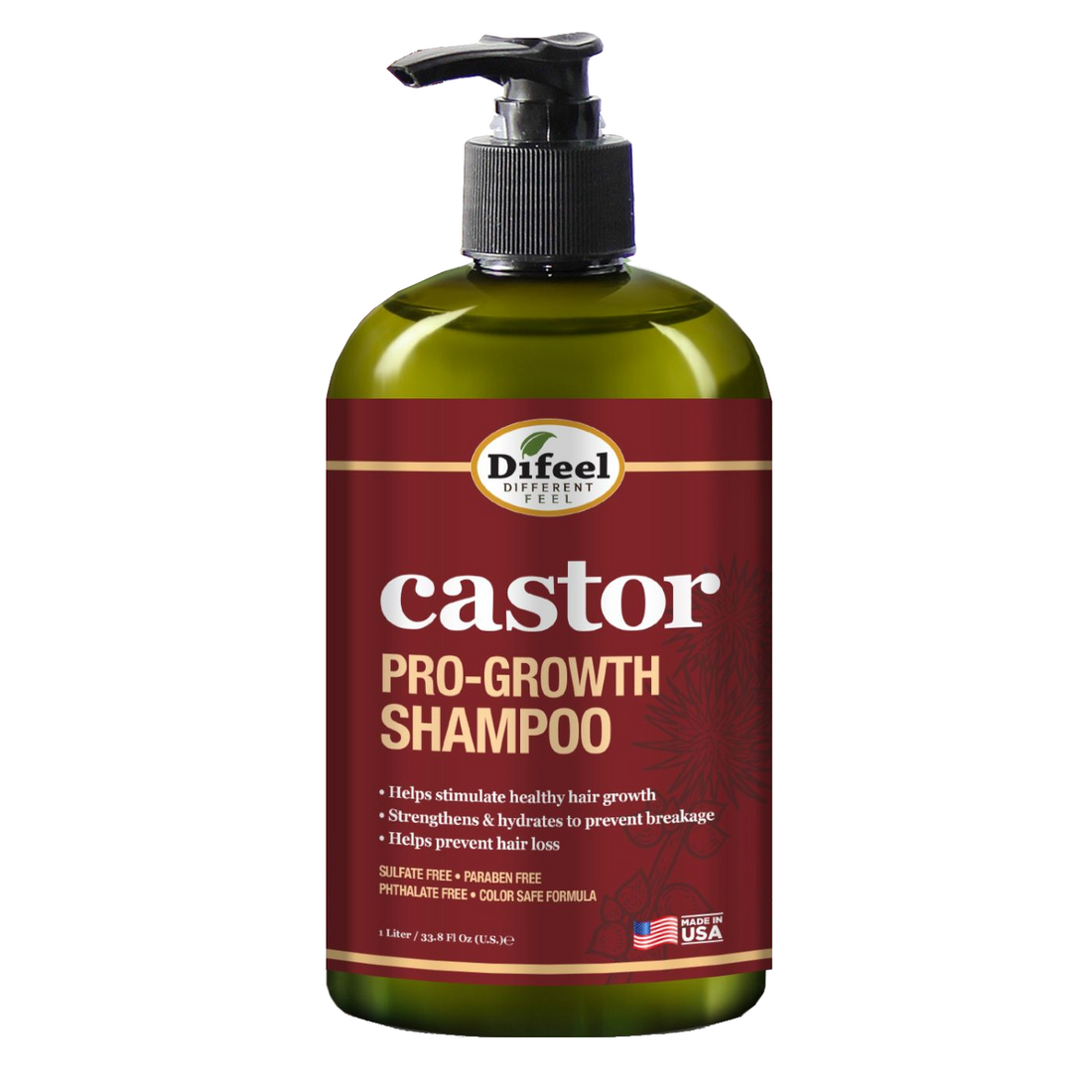 Difeel Castor Pro-Growth Shampoo for Stronger, Thicker Hair 12 oz