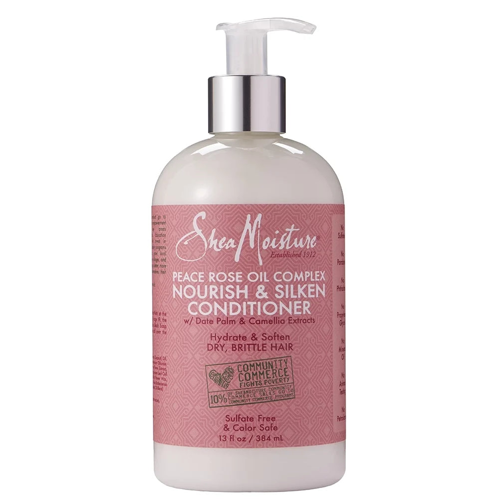Shea Moisture Peace Rose Oil Complex Nourish & Silken Conditioner 13 oz / 384 ml - For Dry, Dull Hair & Luminous Shine