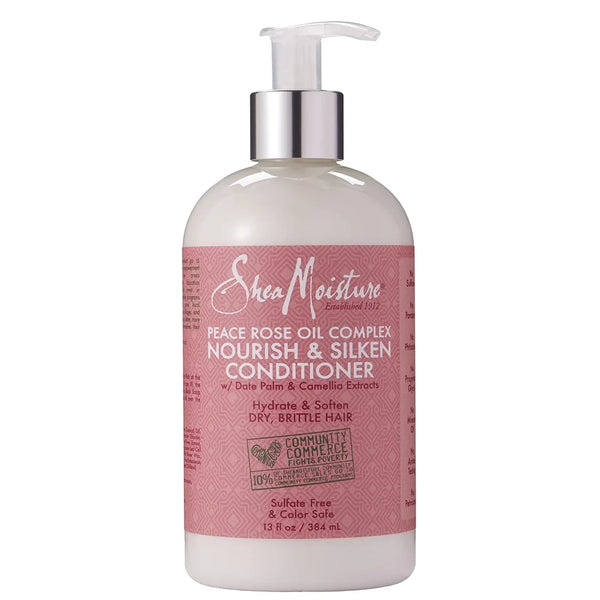 Shea Moisture Peace Rose Oil Complex Nourish & Silken Conditioner 13 oz / 384 ml - For Dry, Dull Hair & Luminous Shine