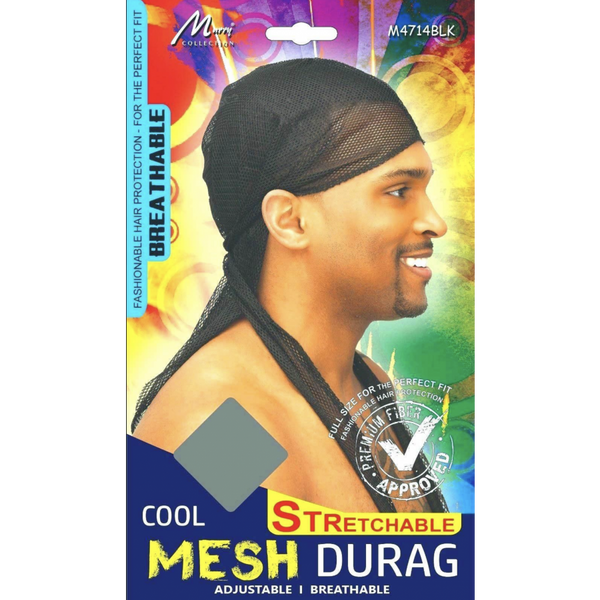Murry Collection Stretchable Cool Mesh Durag – Superior Wave Compression & Hair Protection for Men & Women, Black