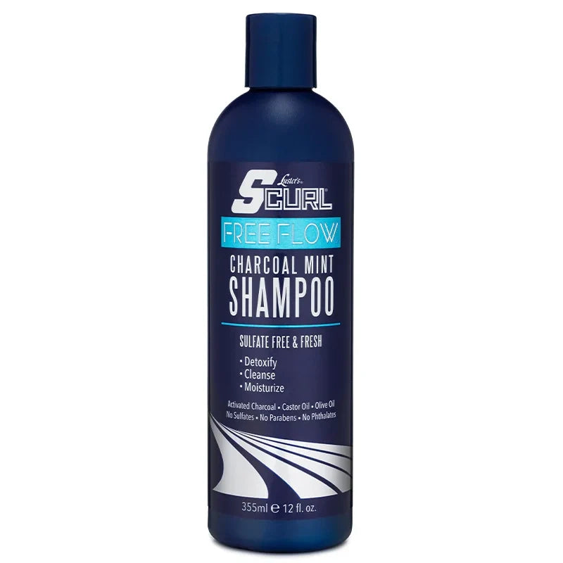 SCurl Free Flow Charcoal Mint Shampoo 12oz