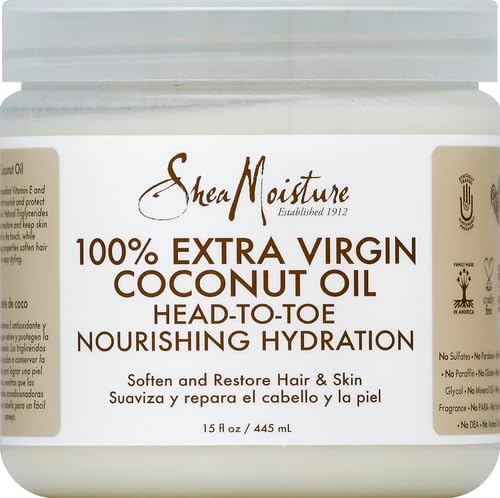 Shea Moisture 100% Extra Virgin Coconut Oil Head-to-Toe Nourishing Hydration for Hair and Skin 445 ml/15.1 oz