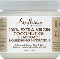 Shea Moisture 100% Extra Virgin Coconut Oil Head-to-Toe Nourishing Hydration for Hair and Skin 445 ml/15.1 oz