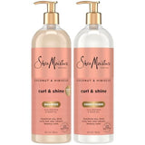SheaMoisture Coconut & Hibiscus Curl & Shine Shampoo & Conditioner – Curl-Defining, Frizz Control, 24 oz Family Size