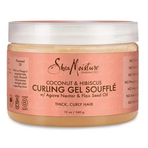 Shea Moisture Coconut & Hibiscus Curling Gel Souffle 12 oz / 355 ml - For Thick, Curly Hair & Frizz Control
