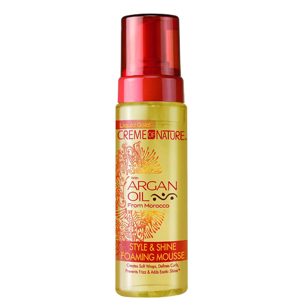 Creme of Nature Argan Oil Style & Shine Foaming Mousse for Styling & Frizz Control for Natural & Relaxed Hair 7 oz / 207 ml