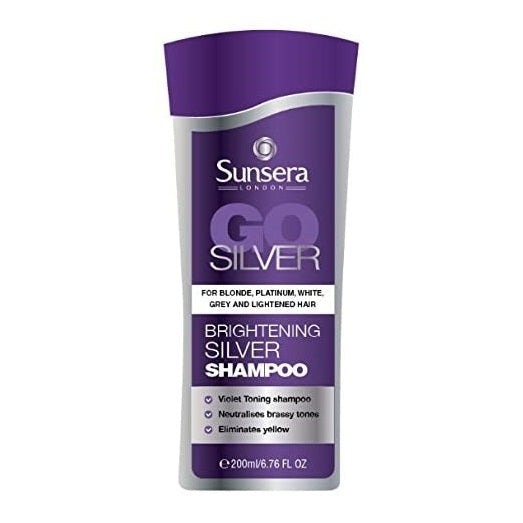 Sunsera Go Silver Brightening Silver Shampoo Neutralising Yellow Tones for Blonde, Grey & Platinum Hair 200ml/6.76 oz