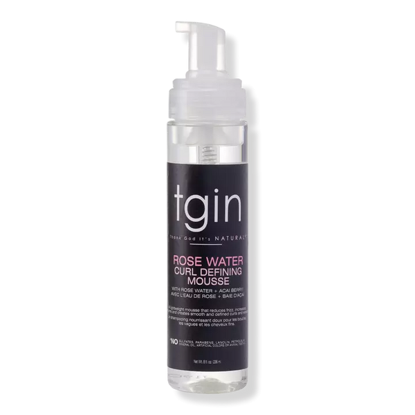 TGIN Rose Water Curl Defining Mousse | Enhances & Defines Curls for Natural Hair | 236ml/7.98 oz