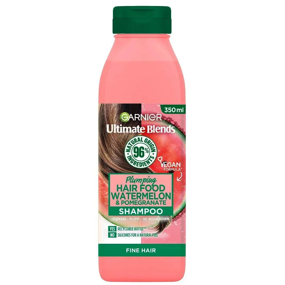 Garnier Hair Food Watermelon & Pomegranate Shampoo Hydrating & Volumising for Dull, Fine Hair 350 ml/11.83 oz