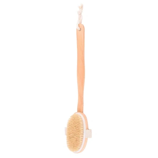 Fine Lines UK Wooden Bath Brush Exfoliating & Back Cleansing for Radiant Skin Long Handle